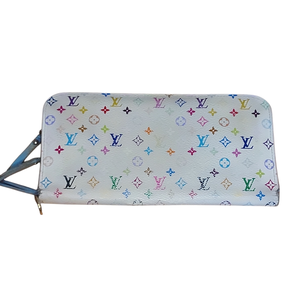 Louis Vuitton Limited Edition White Murakami Multi Color Monogram Zipper Wallet